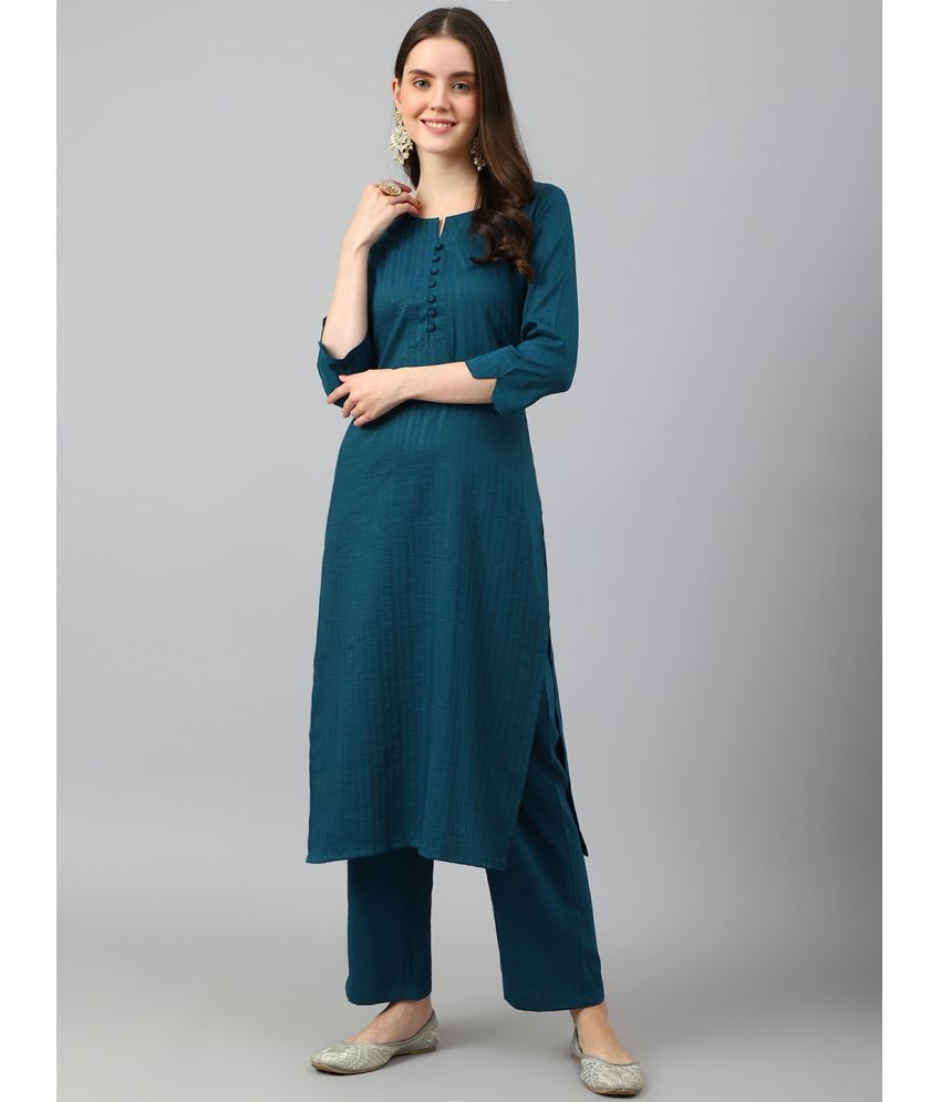     			Hritika - Teal Straight Viscose Women's Stitched Salwar Suit ( Pack of 1 )