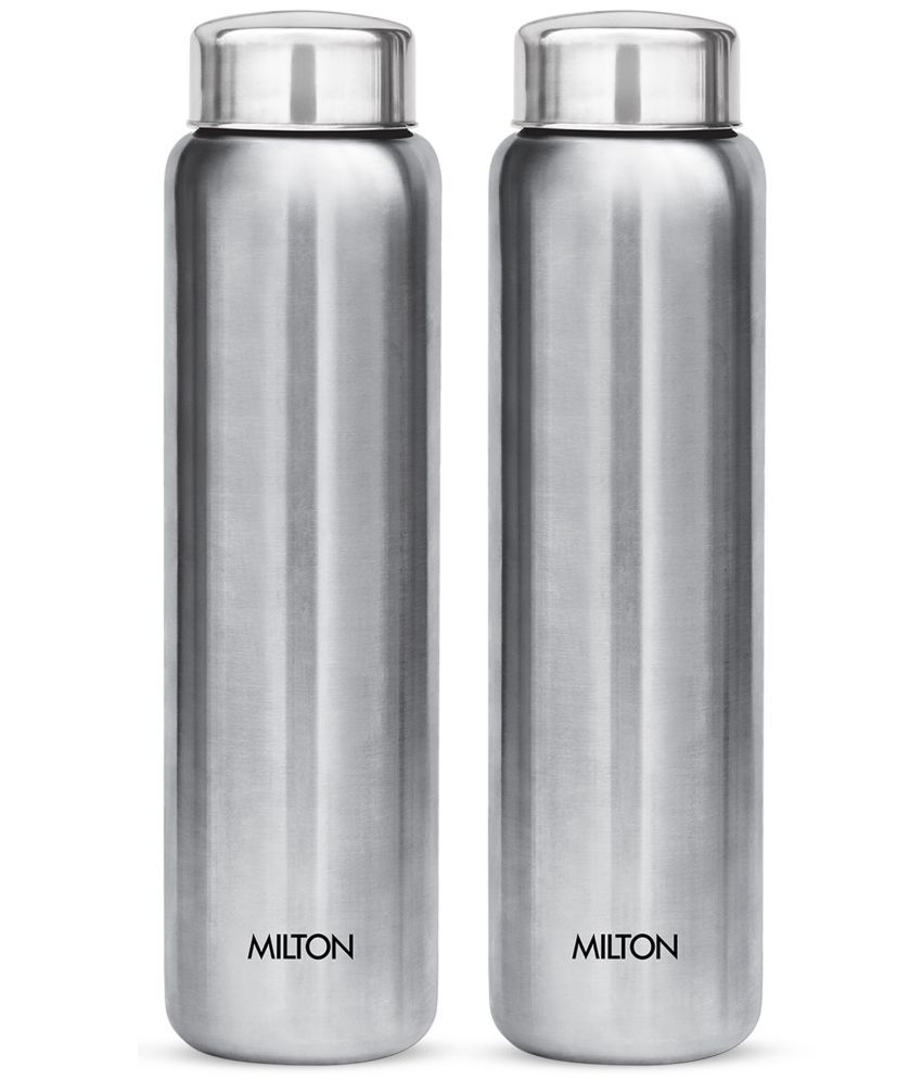     			Milton Aqua 1000 Stainless Steel Water Bottle, Set of 2, 950 ml Each, Silver | 100% Leak Proof | Office Bottle | Gym Bottle | Home | Kitchen | Hiking | Treking Bottle | Travel Bottle