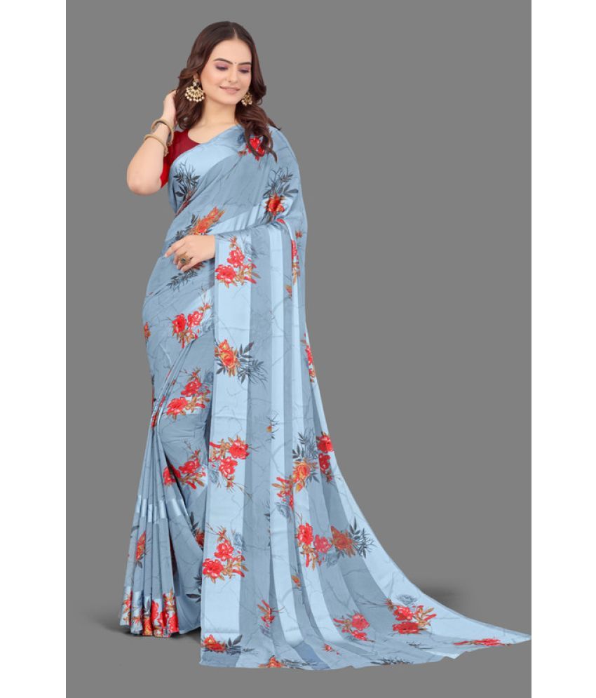     			Sanjana Silks - Grey Georgette Saree With Blouse Piece ( Pack of 1 )