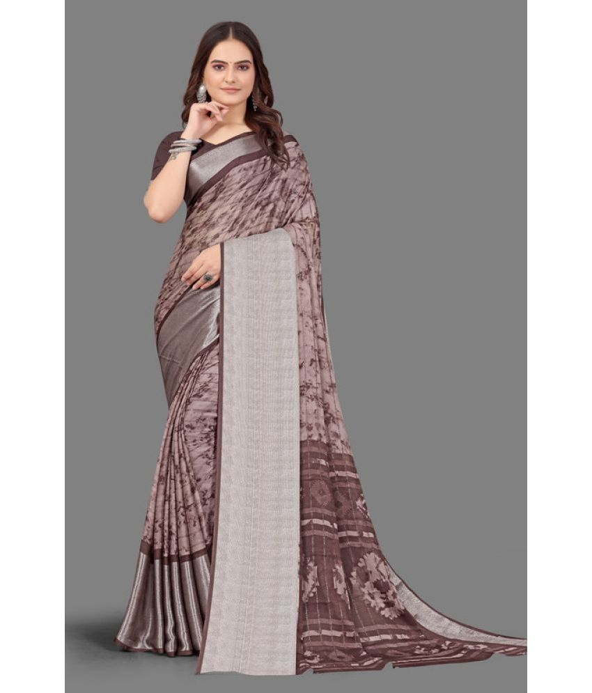     			Sitanjali - Brown Chiffon Saree With Blouse Piece ( Pack of 1 )