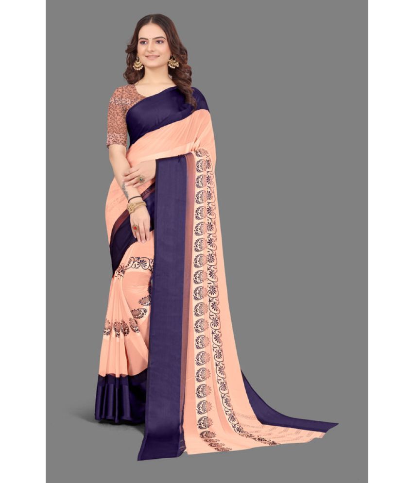     			Sitanjali Lifestyle - Peach Georgette Saree With Blouse Piece ( Pack of 1 )