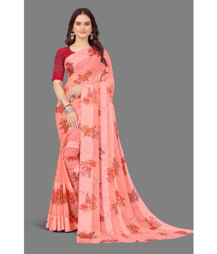     			Sitanjali Lifestyle - Pink Georgette Saree With Blouse Piece ( Pack of 1 )