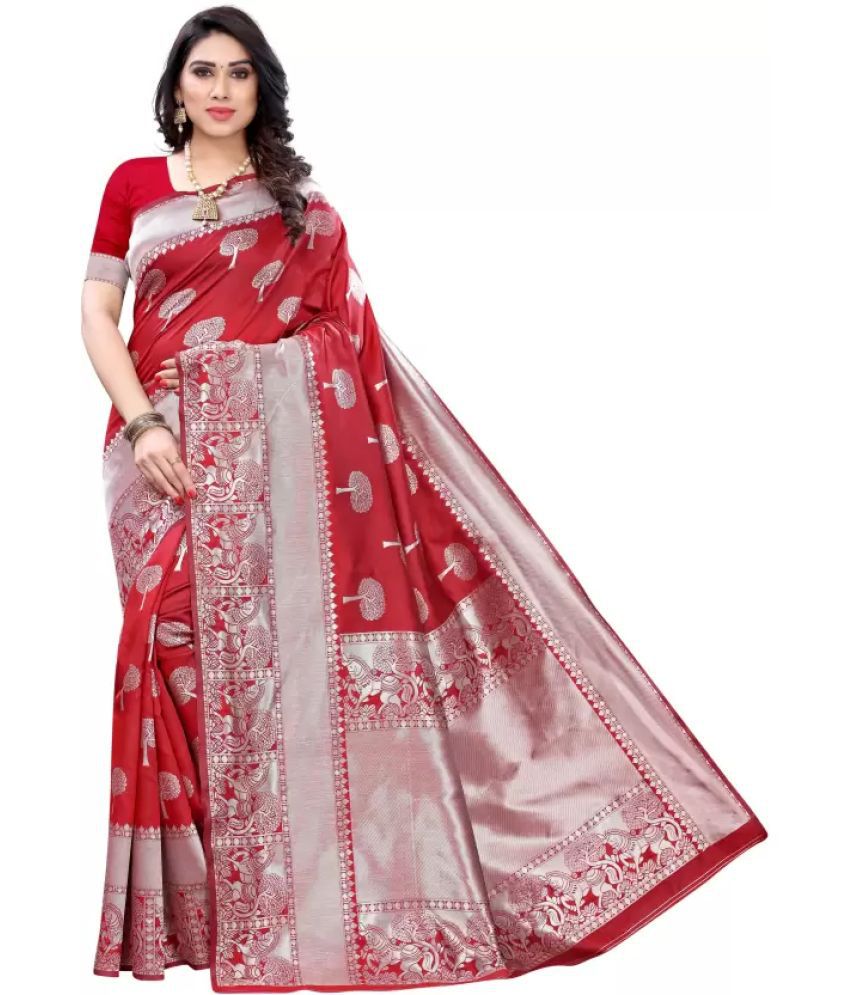     			Sitanjali Lifestyle - Red Silk Blend Saree With Blouse Piece ( Pack of 1 )