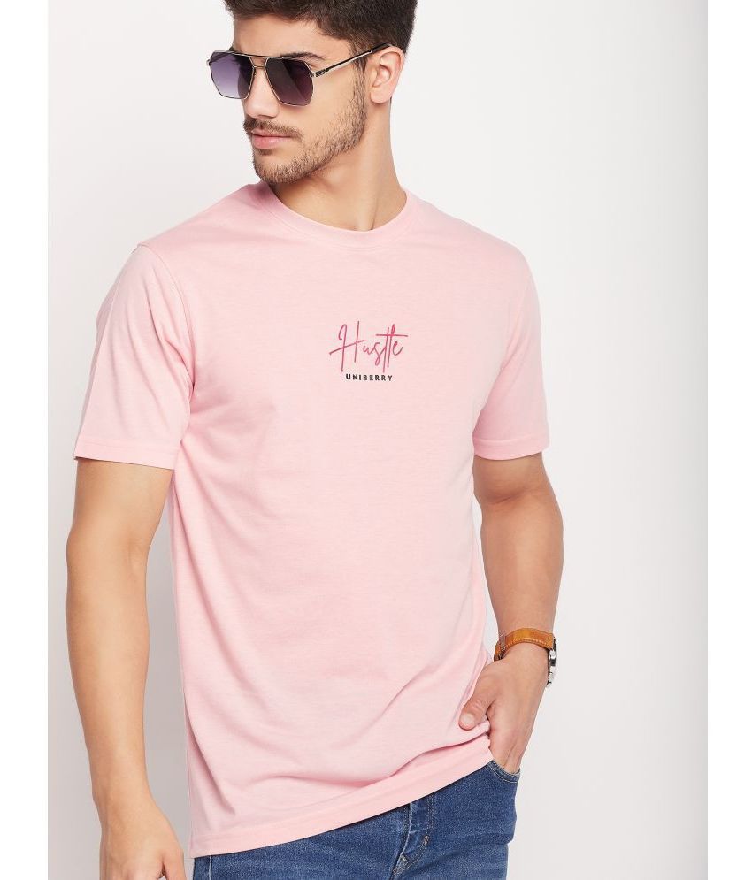     			UNIBERRY - Pink Cotton Blend Regular Fit Men's T-Shirt ( Pack of 1 )