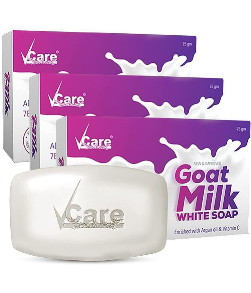     			VCare Goat Milk White Soap 75gm (Pack of 3) Enriched with Argan Oil & Vitamin C soap for Women & Men