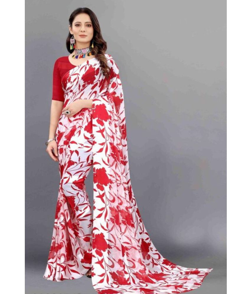     			sanwariya - Red Georgette Saree With Blouse Piece ( Pack of 1 )