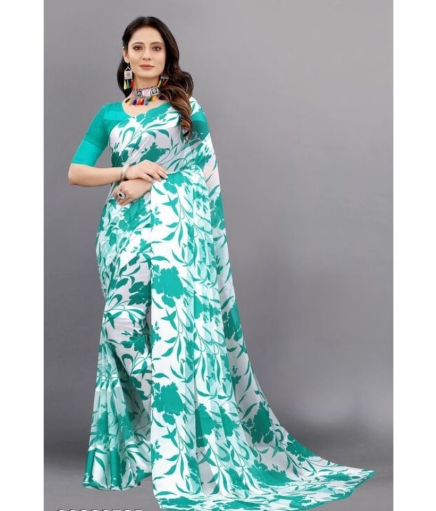     			sanwariya - SkyBlue Georgette Saree With Blouse Piece ( Pack of 1 )