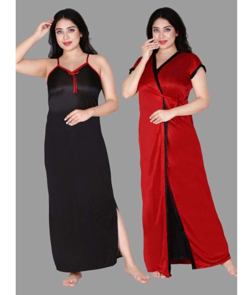     			BAILEY SELLS - Red Satin Women's Nightwear Nighty & Night Gowns ( Pack of 2 )