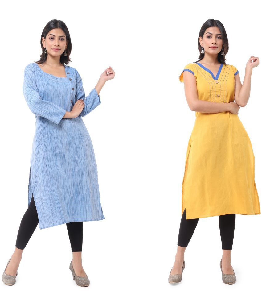     			DESHBANDHU DBK - Multicolor Cotton Women's Straight Kurti ( Pack of 2 )