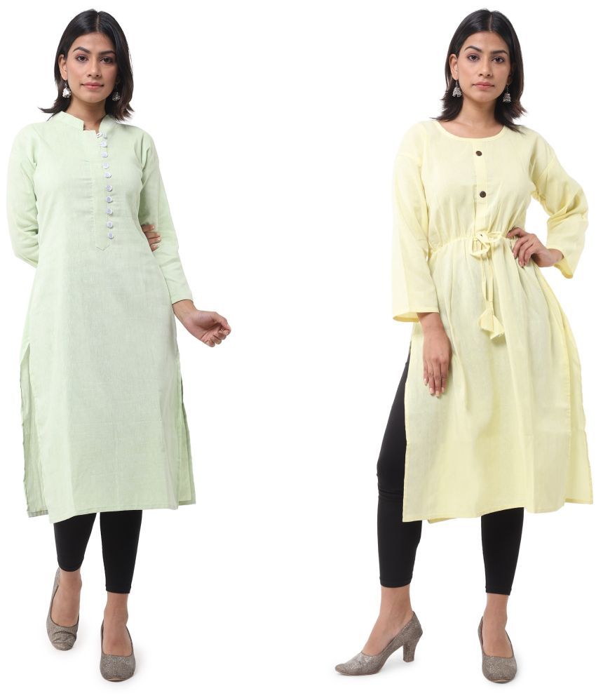     			DESHBANDHU DBK - Multicolor Cotton Women's Straight Kurti ( Pack of 2 )