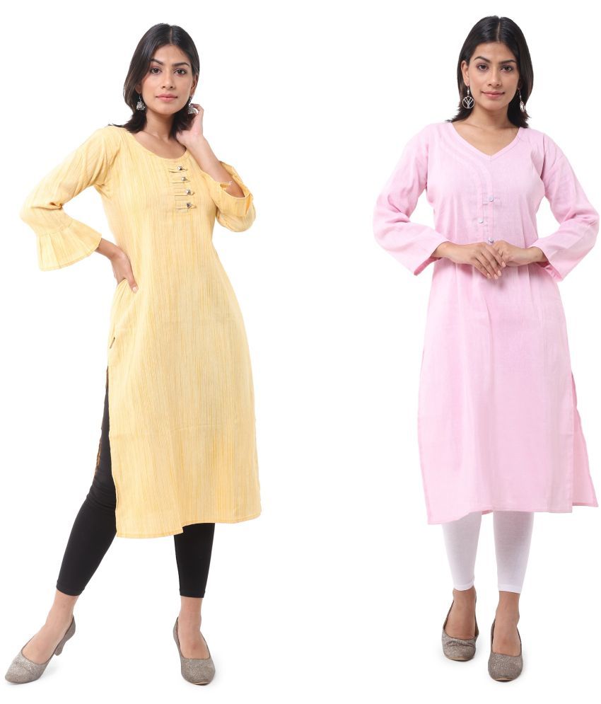     			DESHBANDHU DBK - Multicolor Cotton Women's Straight Kurti ( Pack of 2 )