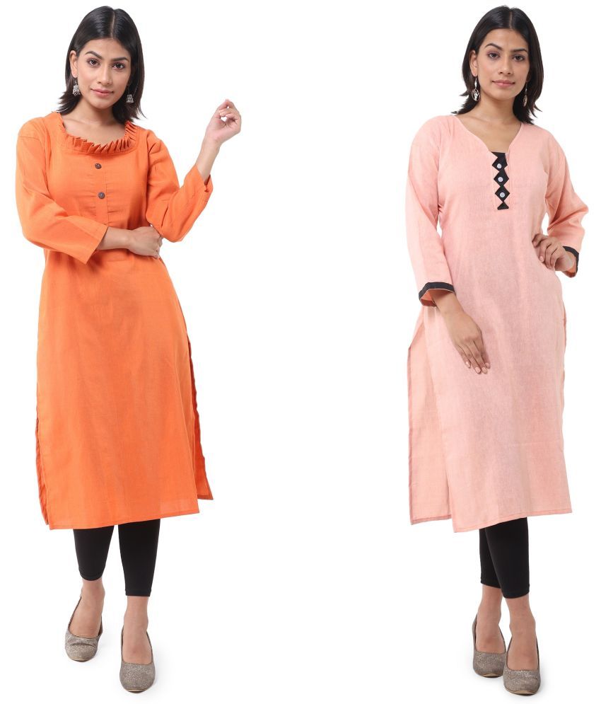     			DESHBANDHU DBK - Multicolor Cotton Women's Straight Kurti ( Pack of 2 )