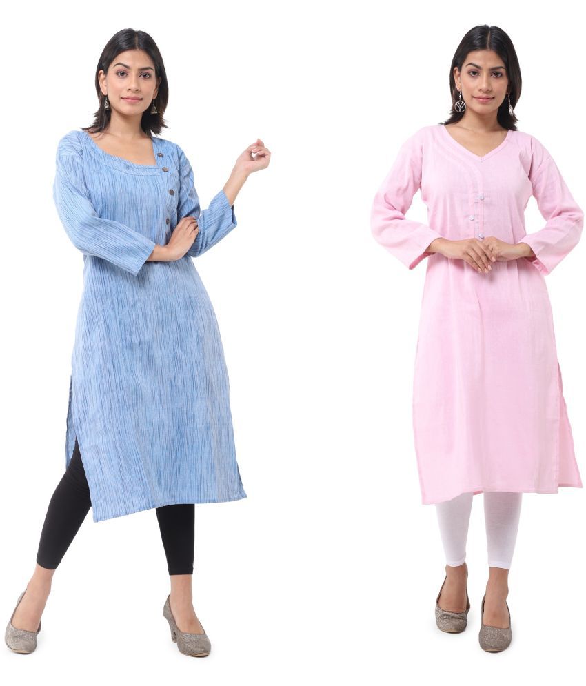     			DESHBANDHU DBK - Multicolor Cotton Women's Straight Kurti ( Pack of 2 )