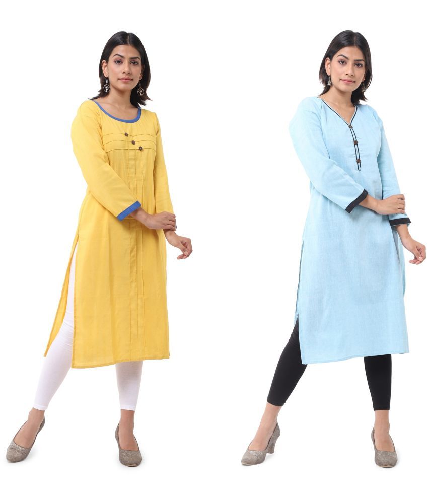     			DESHBANDHU DBK - Multicolor Cotton Women's Straight Kurti ( Pack of 2 )