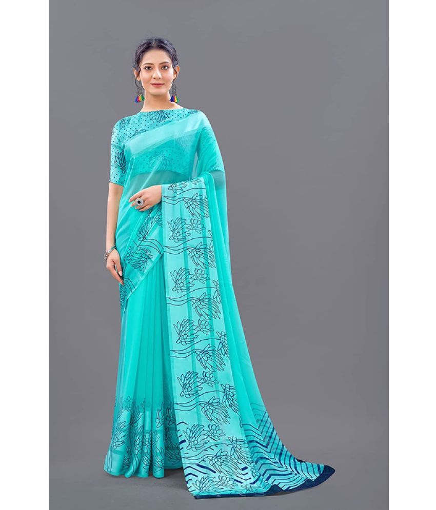     			Sanwariya Silks - Blue Georgette Saree With Blouse Piece ( Pack of 1 )