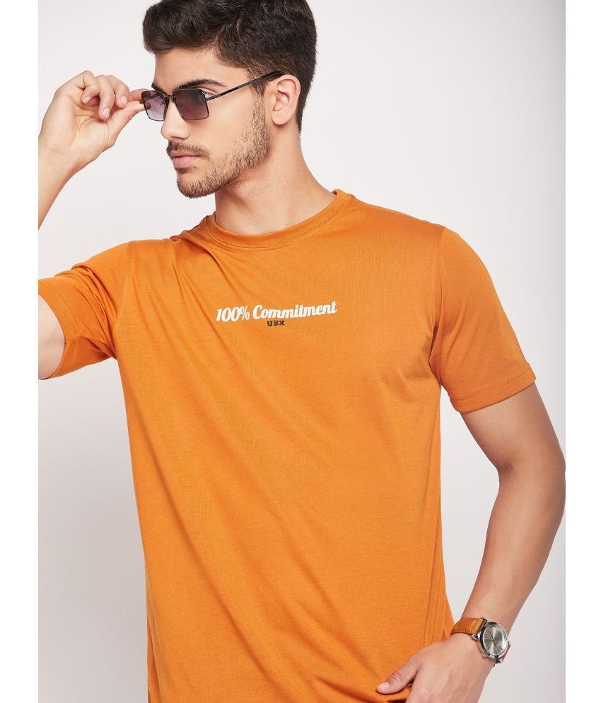 UBX - Orange Cotton Blend Regular Fit Men's T-Shirt ( Pack of 1 )