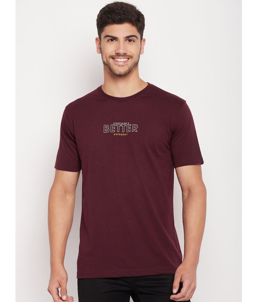     			UNIBERRY - Maroon Cotton Blend Regular Fit Men's T-Shirt ( Pack of 1 )