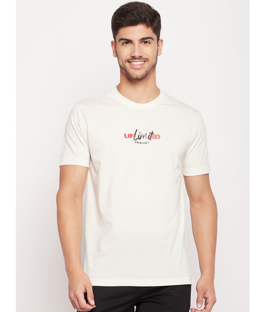     			UNIBERRY - Off White Cotton Blend Regular Fit Men's T-Shirt ( Pack of 1 )