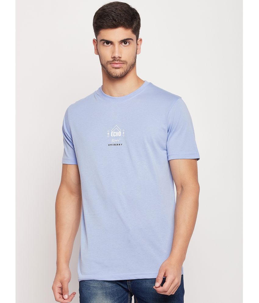     			UNIBERRY - Sky Blue Cotton Blend Regular Fit Men's T-Shirt ( Pack of 1 )