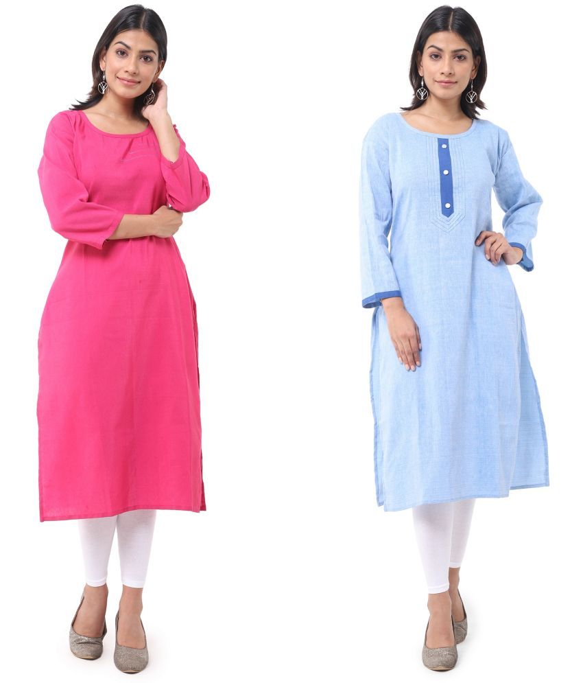     			DESHBANDHU DBK - Multicolor Cotton Women's Straight Kurti ( Pack of 2 )