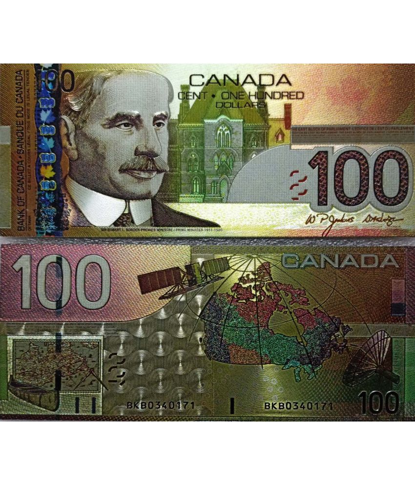     			Hop n Shop - Canada 100 Dollar Bill 24Kt Gold Plated 1 Paper currency & Bank notes