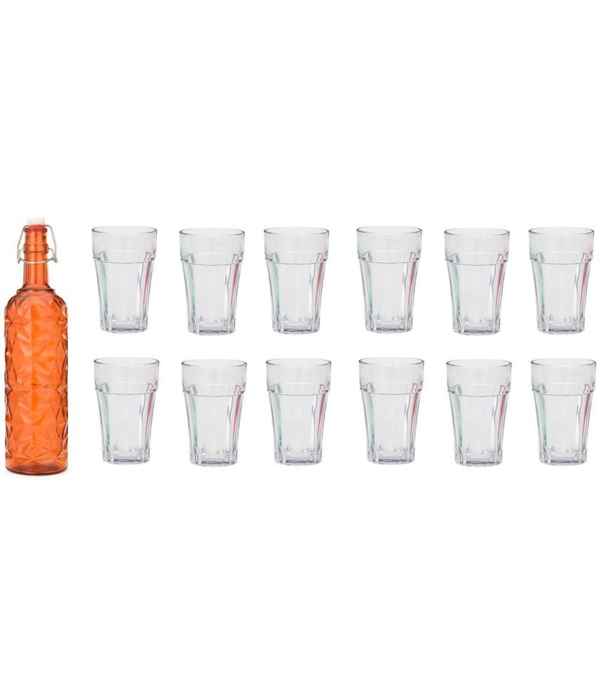     			Somil - Glass & Bottle Drinks Serving Lemon Set Orange Water Bottle 1000 mL ( Set of 1 )