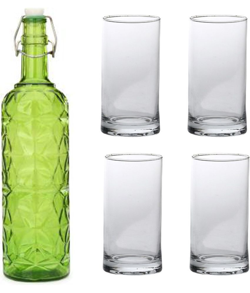     			Somil - Glass & Bottle Drinks Serving Lemon Set Green Water Bottle 1000 mL ( Set of 1 )