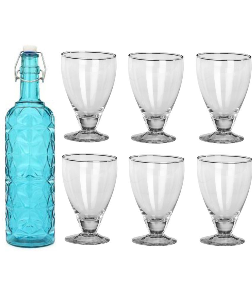     			Somil - Glass & Bottle Drinks Serving Lemon Set Blue Water Bottle 1000 mL ( Set of 1 )