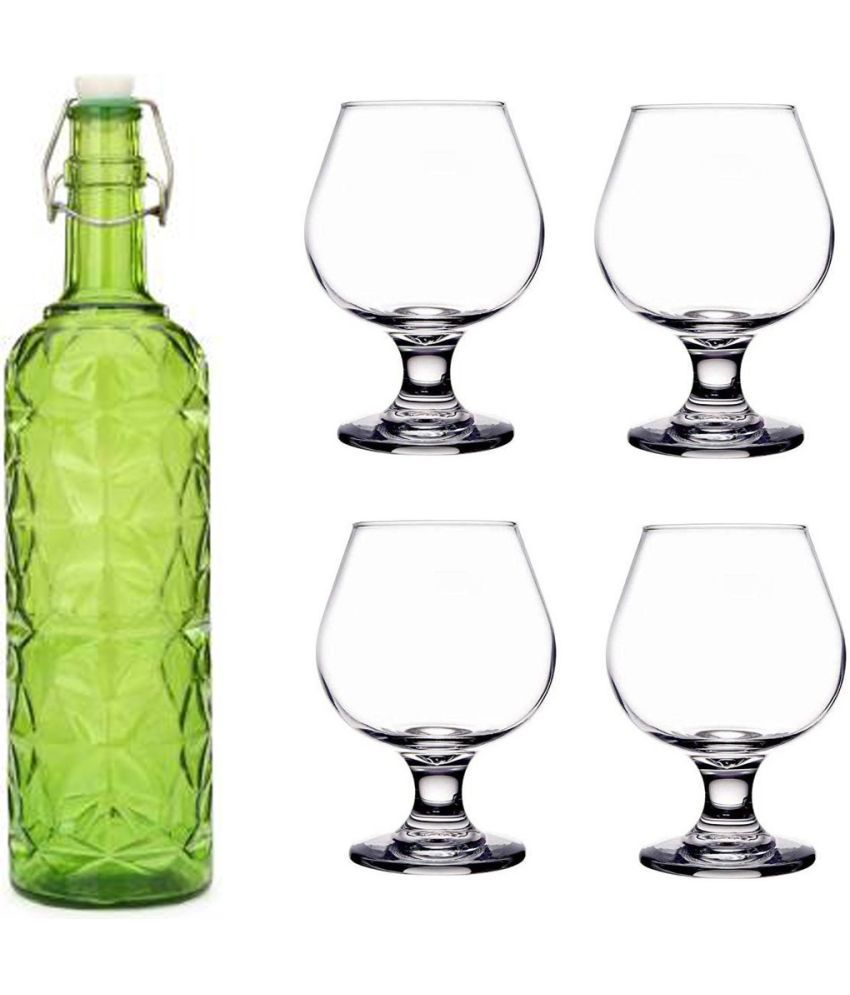     			Somil - Glass & Bottle Drinks Serving Lemon Set Green Water Bottle 1000 mL ( Set of 1 )