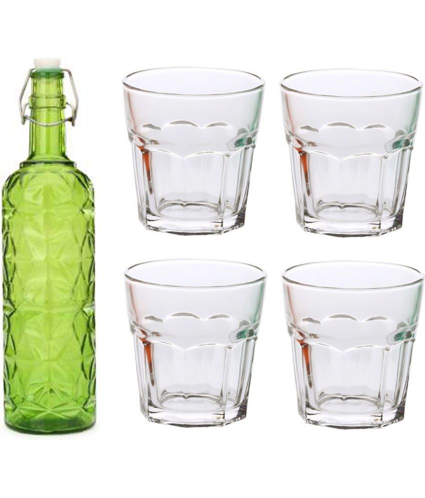     			Somil - Glass & Bottle Drinks Serving Lemon Set Green Water Bottle 1000 mL ( Set of 1 )