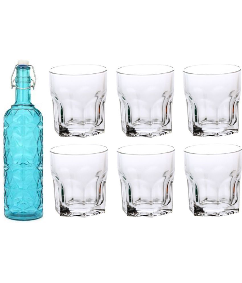     			Somil - Glass & Bottle Drinks Serving Lemon Set Blue Water Bottle 1000 mL ( Set of 1 )