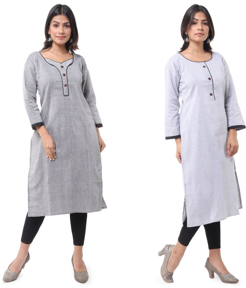     			DESHBANDHU DBK - Multicolor Cotton Women's Straight Kurti ( Pack of 2 )