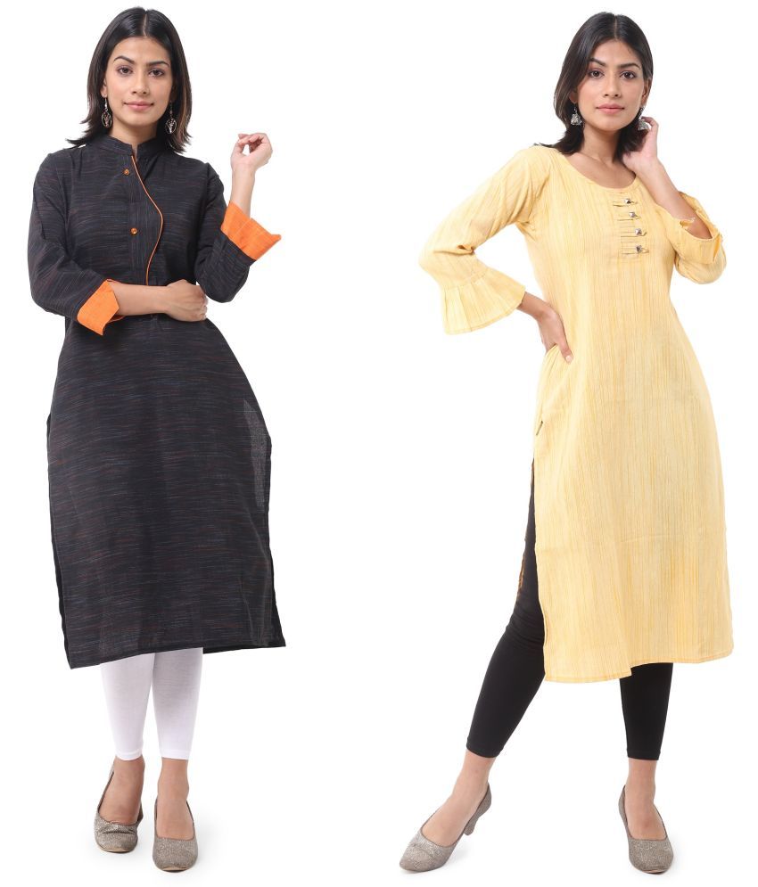     			DESHBANDHU DBK - Multicolor Cotton Women's Straight Kurti ( Pack of 2 )