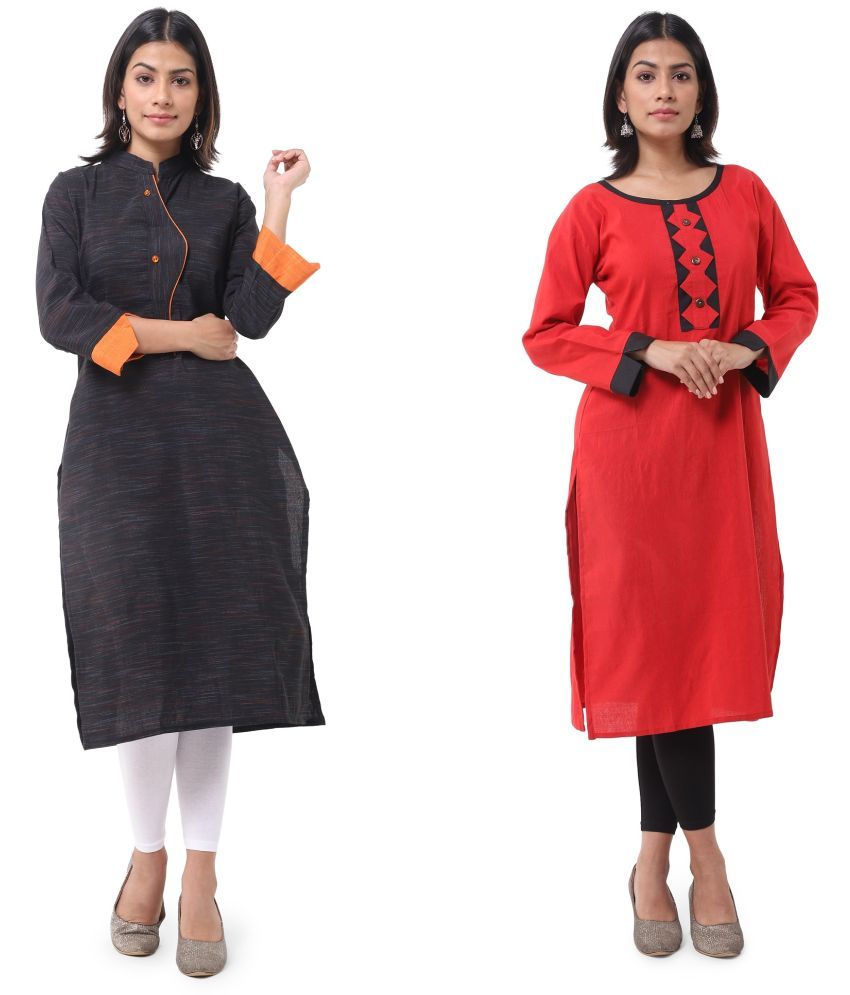     			DESHBANDHU DBK - Multicolor Cotton Women's Straight Kurti ( Pack of 2 )