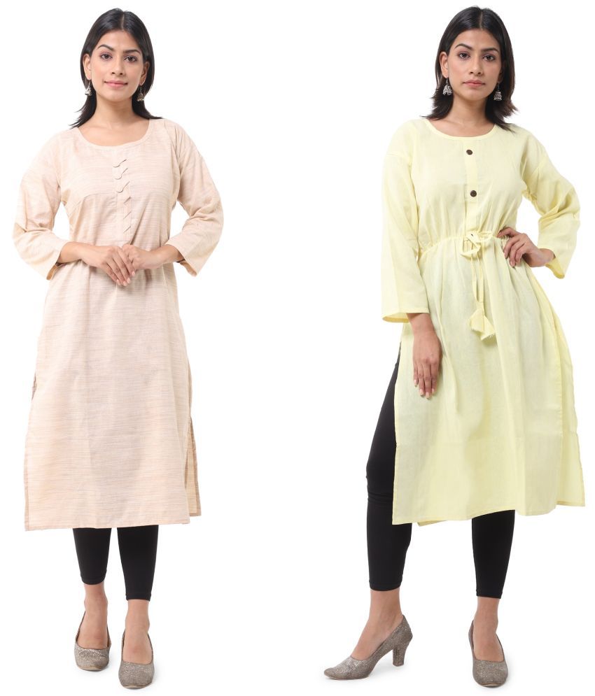     			DESHBANDHU DBK - Multicolor Cotton Women's Straight Kurti ( Pack of 2 )