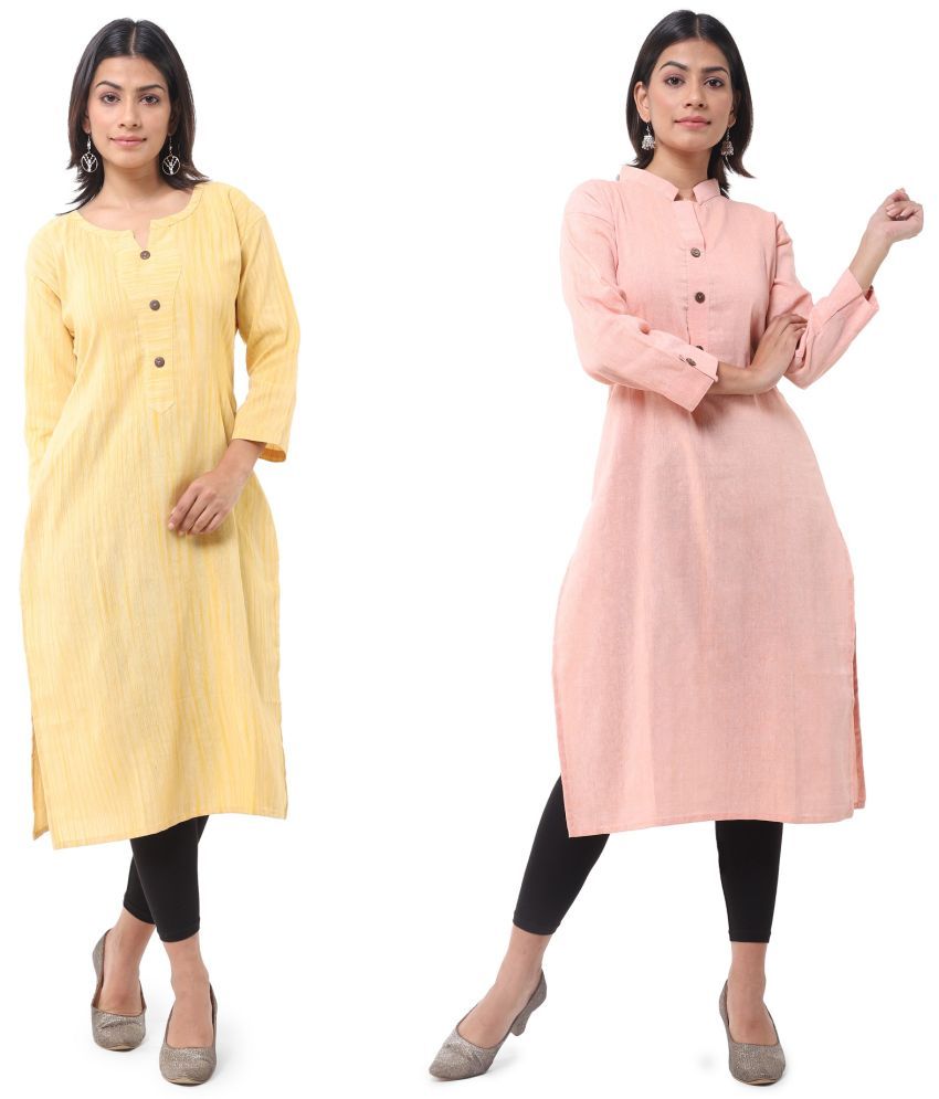     			DESHBANDHU DBK - Multicolor Cotton Women's Straight Kurti ( Pack of 2 )