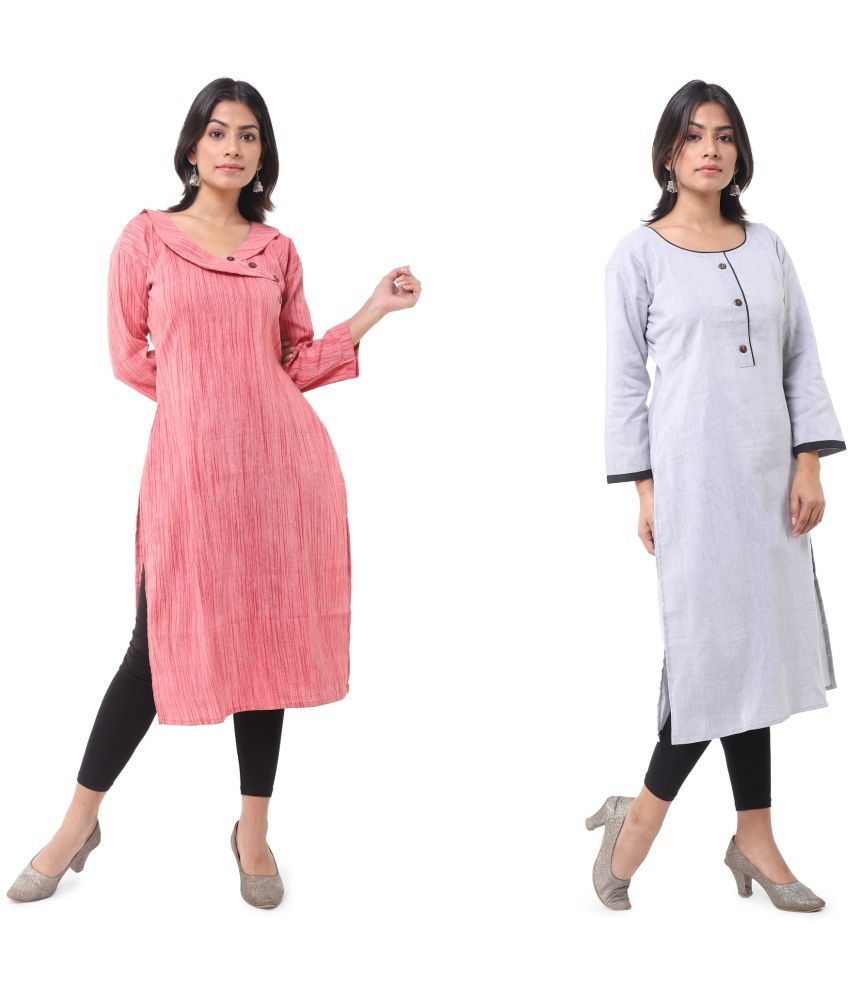     			DESHBANDHU DBK - Multicolor Cotton Women's Straight Kurti ( Pack of 2 )