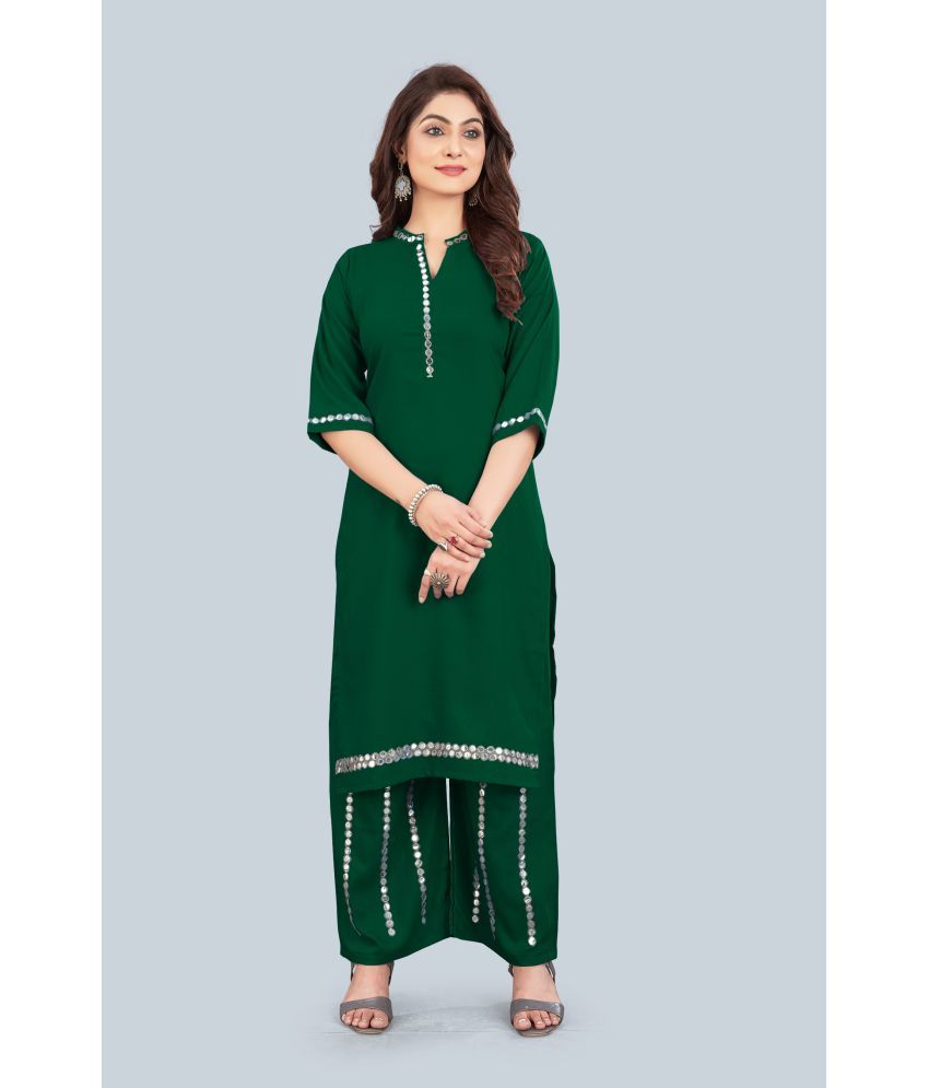     			HELWIN DESIGNER - Dark Green Straight Rayon Women's Stitched Salwar Suit ( Pack of 1 )