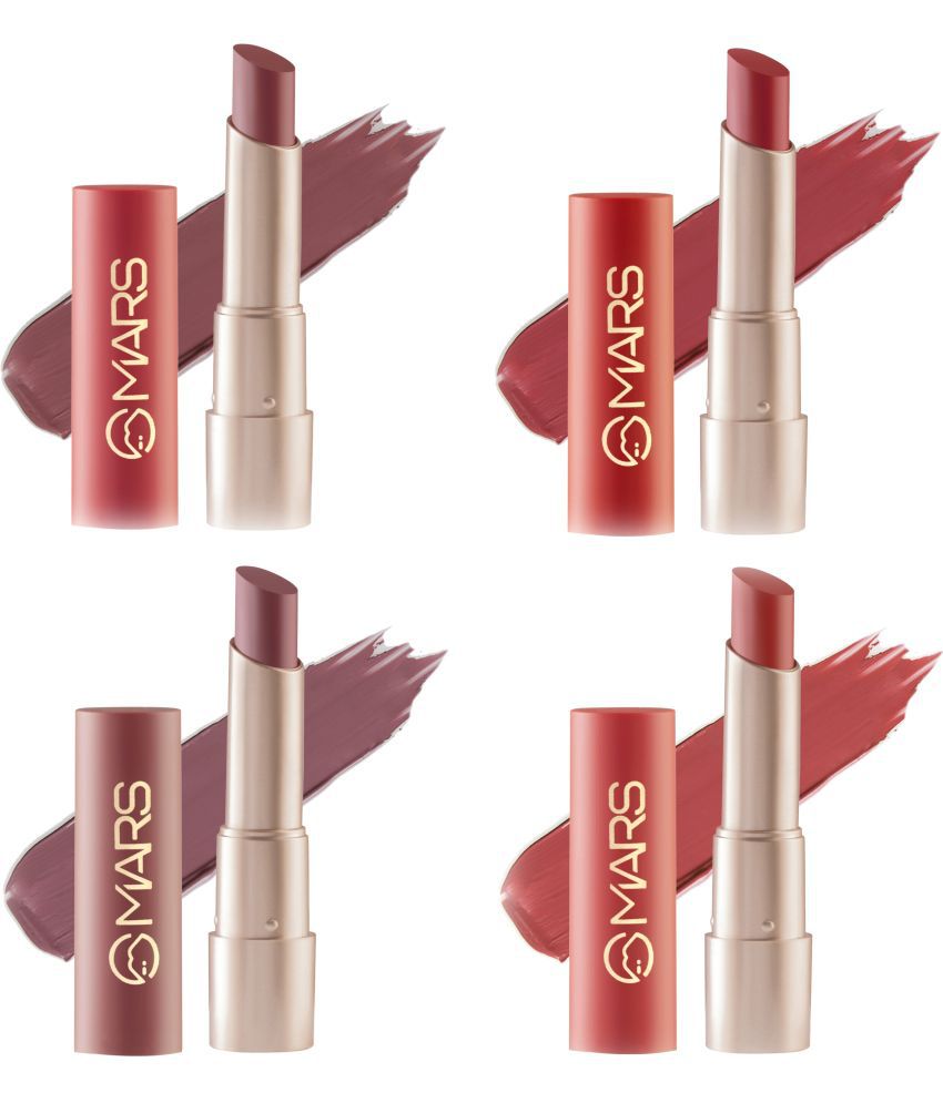     			MARS Ultra Pigmented Matte Lipstick Pack Of 4 (Sultry Samba,Gulabi Garba,Trippy Tap,Grapeful Ghoomar, 3.2 g Each)