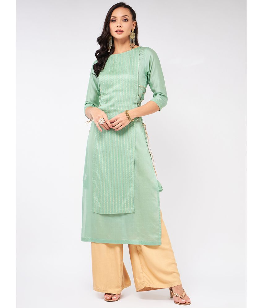     			Pannkh - Green Cotton Women's Straight Kurti ( Pack of 1 )