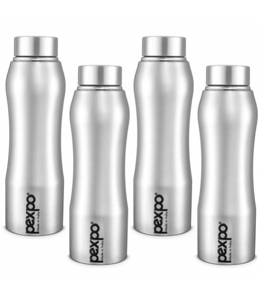     			PEXPO 750 ml Stainless Steel Fridge Water Bottle (Set of 4, Silver, Bistro)