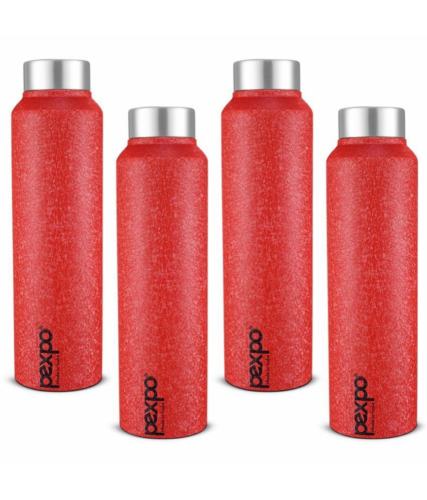     			PEXPO 1000 ml Stainless Steel Fridge Water Bottle (Set of 4, Red, Chromo)