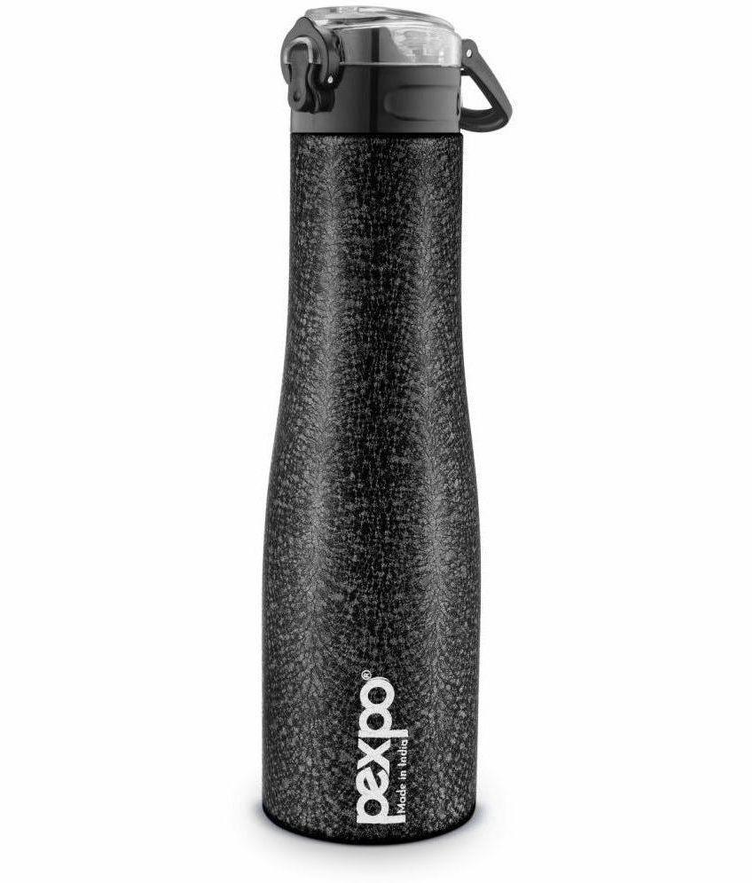     			PEXPO 1000 ml Stainless Steel Sports Water Bottle, Push Button Cap (Set of 1, Black, Monaco)