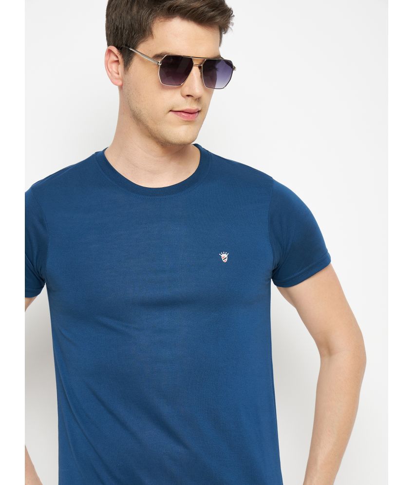     			RELANE - Melange Blue Cotton Blend Regular Fit Men's T-Shirt ( Pack of 1 )
