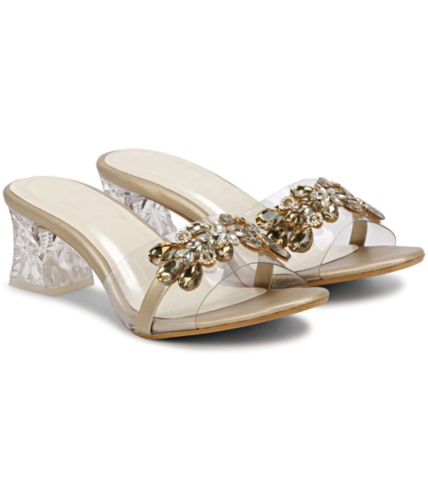     			Saheb - Gold Women's Slip On Heels