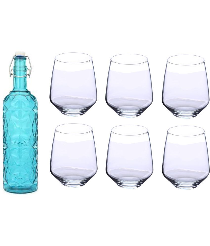     			Somil - Glass & Bottle Drinks Serving Lemon Set Blue Water Bottle 1000 mL ( Set of 1 )