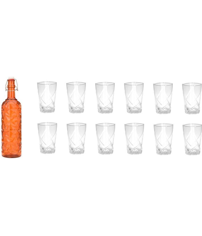     			Somil - Glass & Bottle Drinks Serving Lemon Set Orange Water Bottle 1000 mL ( Set of 1 )