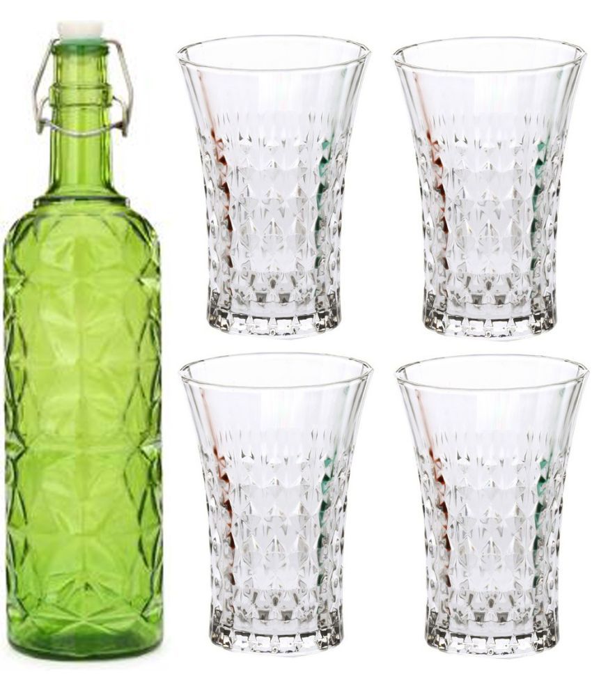     			Somil - Glass & Bottle Drinks Serving Lemon Set Green Water Bottle 1000 mL ( Set of 1 )