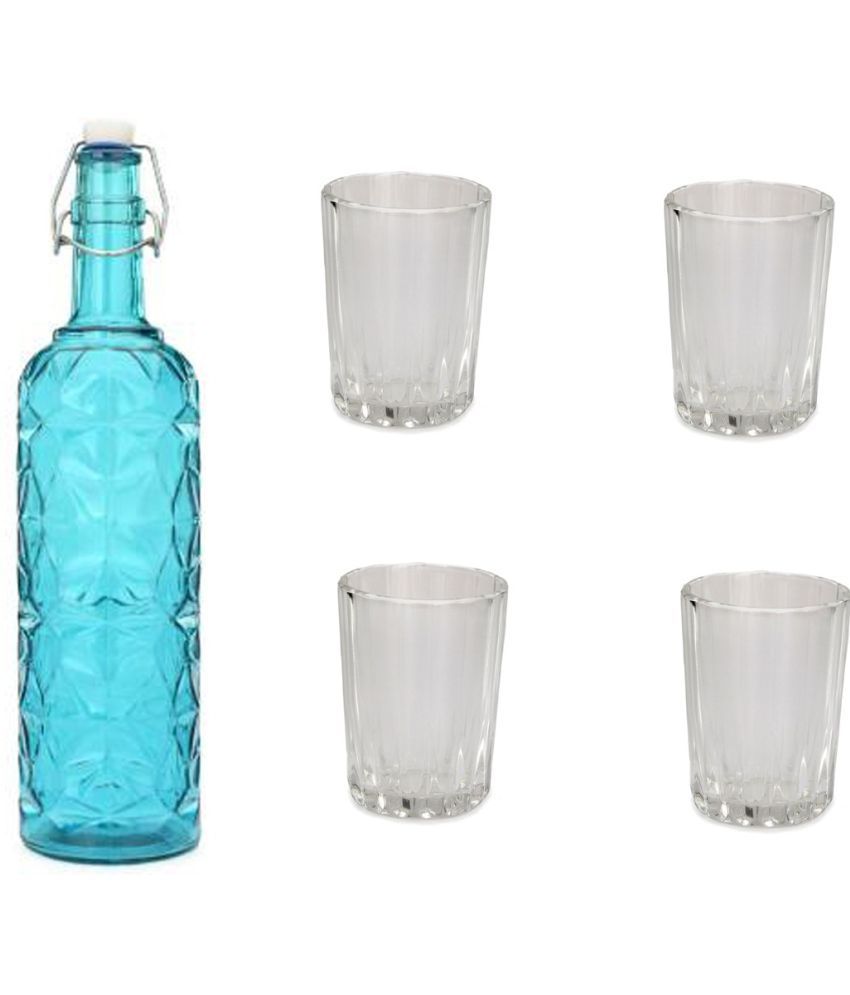     			Somil - Glass & Bottle Drinks Serving Lemon Set Blue Water Bottle 1000 mL ( Set of 1 )