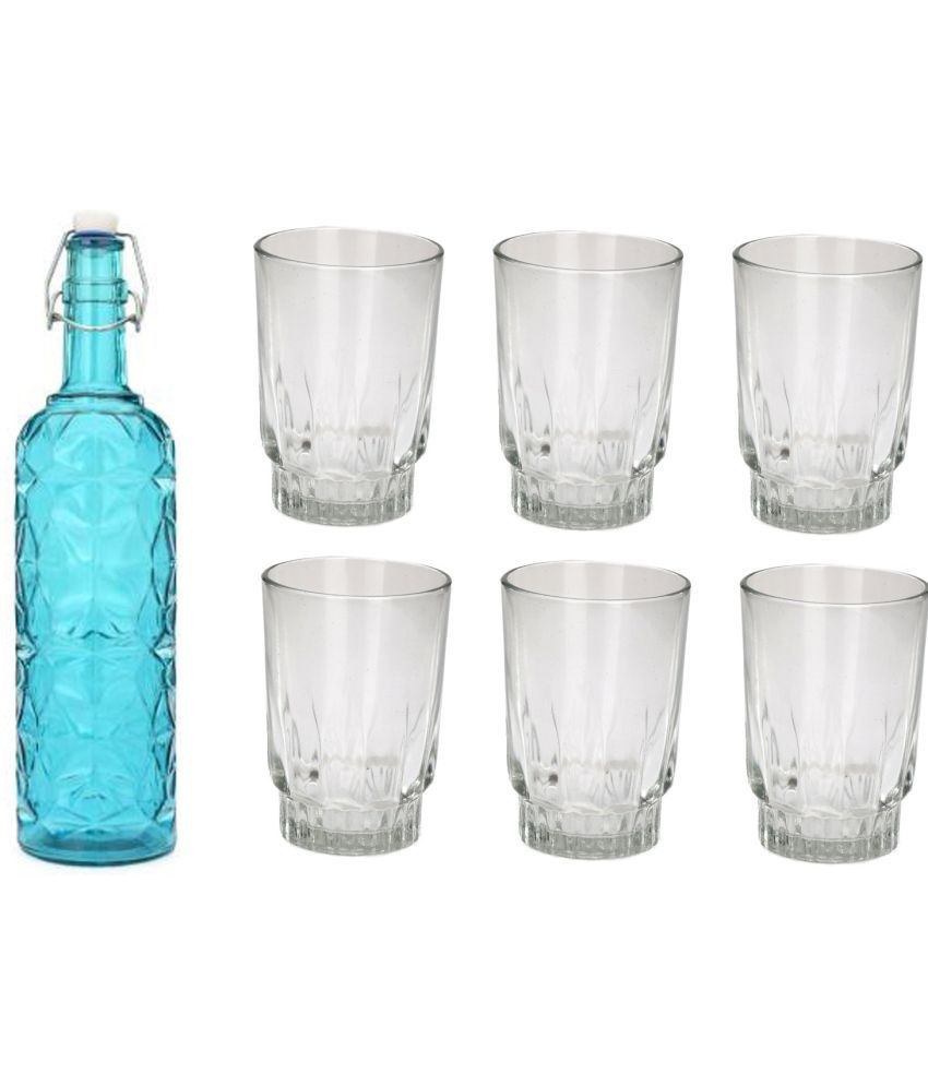     			Somil - Glass & Bottle Drinks Serving Lemon Set Blue Water Bottle 1000 mL ( Set of 1 )